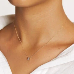 Diamond Letter E Necklace In 10k Gold -Fashion Accessories Store diamond letter e necklace in 10k gold medley jewellery necklace 21677794885791