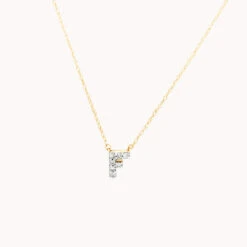 Diamond Letter F Necklace In 10k Gold