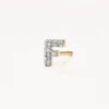 Diamond Letter F Single Stud Earring In 10k Gold