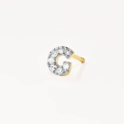 Diamond Letter G Single Stud Earring In 10k Gold