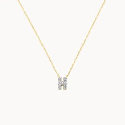 Diamond Letter H Necklace In 10k Gold