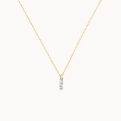 Diamond Letter I Necklace In 10k Gold