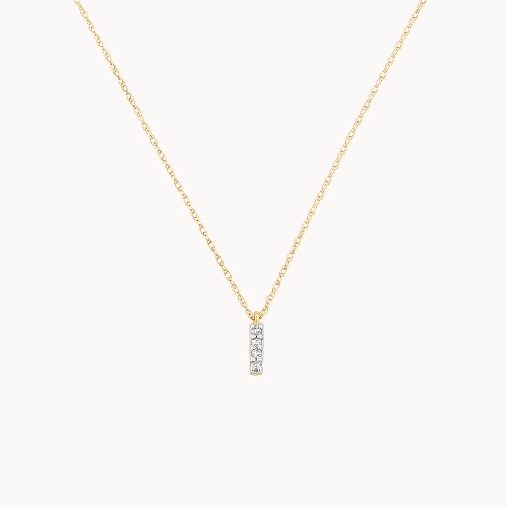 Diamond Letter I Necklace In 10k Gold 1 Diamond Letter I Necklace In 10k Gold