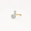 Diamond Letter J Single Stud Earring In 10k Gold