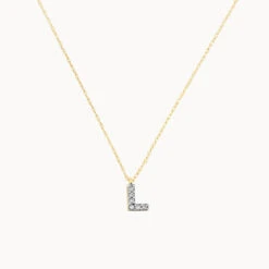 Diamond Letter L Necklace In 10k Gold