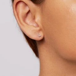 Diamond Letter L Single Stud Earring In 10k Gold -Fashion Accessories Store diamond letter l stud earring 10k gold medley jewellery earrings 36275738509542