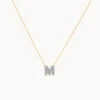 Diamond Letter M Necklace In 10k Gold