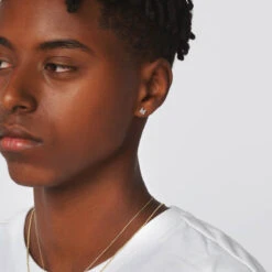 Diamond Letter M Single Stud Earring In 10k Gold -Fashion Accessories Store diamond letter m stud earring 10k gold medley jewellery earrings 39144373256422