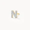 Diamond Letter N Single Stud Earring In 10k Gold