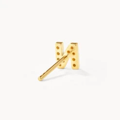 Diamond Letter N Single Stud Earring In 10k Gold -Fashion Accessories Store diamond letter n stud earring 10k gold medley jewellery earrings 36284474032358