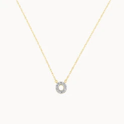 Diamond Letter O Necklace In 10k Gold