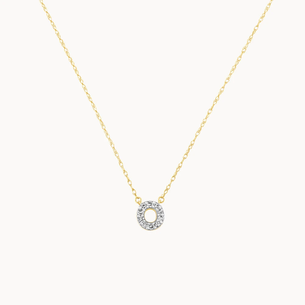 Diamond Letter O Necklace In 10k Gold 1 Diamond Letter O Necklace In 10k Gold
