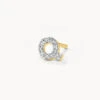 Diamond Letter Q Single Stud Earring In 10k Gold