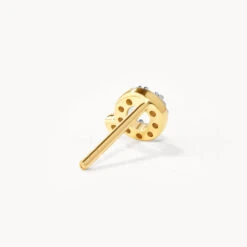 Diamond Letter Q Single Stud Earring In 10k Gold -Fashion Accessories Store diamond letter q stud earring 10k gold medley jewellery earrings 36284501491942