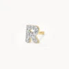 Diamond Letter R Single Stud Earring In 10k Gold