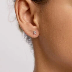 Diamond Letter R Single Stud Earring In 10k Gold -Fashion Accessories Store diamond letter r stud earring 10k gold medley jewellery earrings 36381263200486