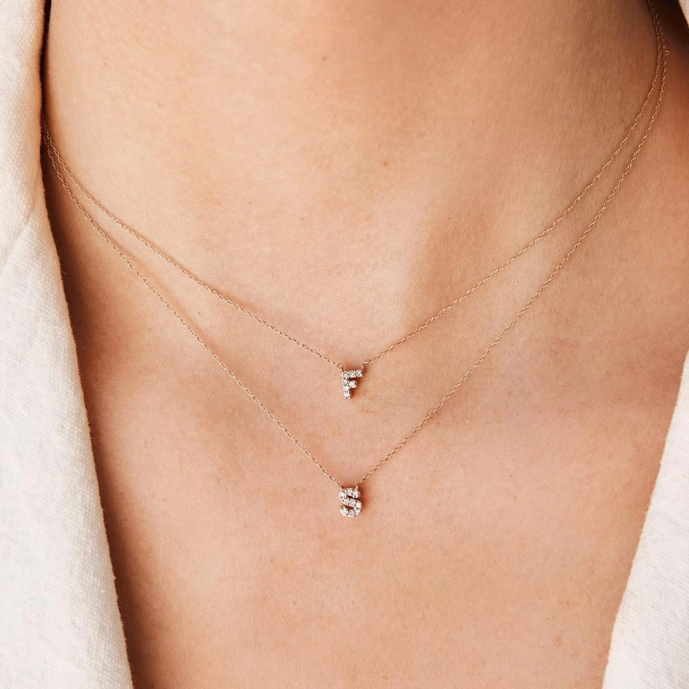 Diamond Letter S Necklace In 10k Gold 7 Diamond Letter S Necklace In 10k Gold - Image 7
