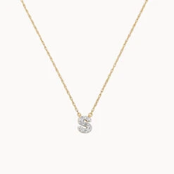 Diamond Letter S Necklace In 10k Gold