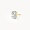 Diamond Letter S Single Stud Earring In 10k Gold