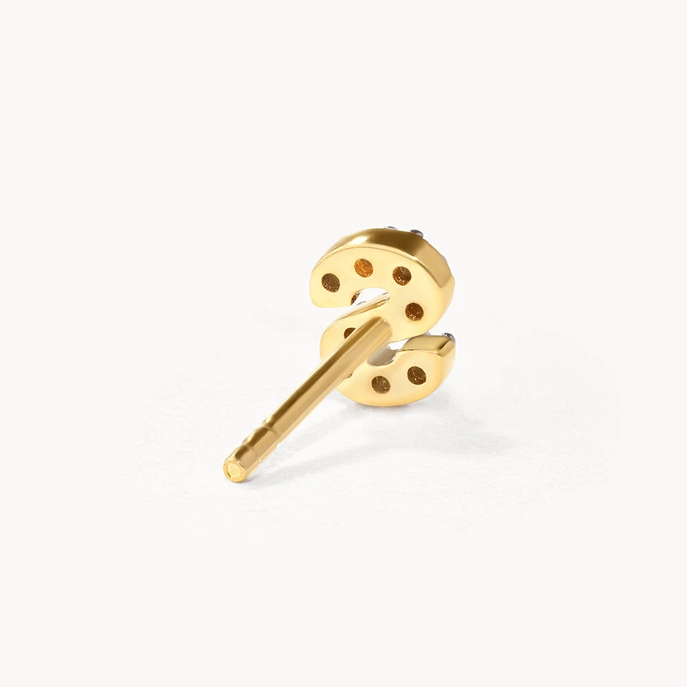 Diamond Letter S Single Stud Earring In 10k Gold 5 Diamond Letter S Single Stud Earring In 10k Gold - Image 5