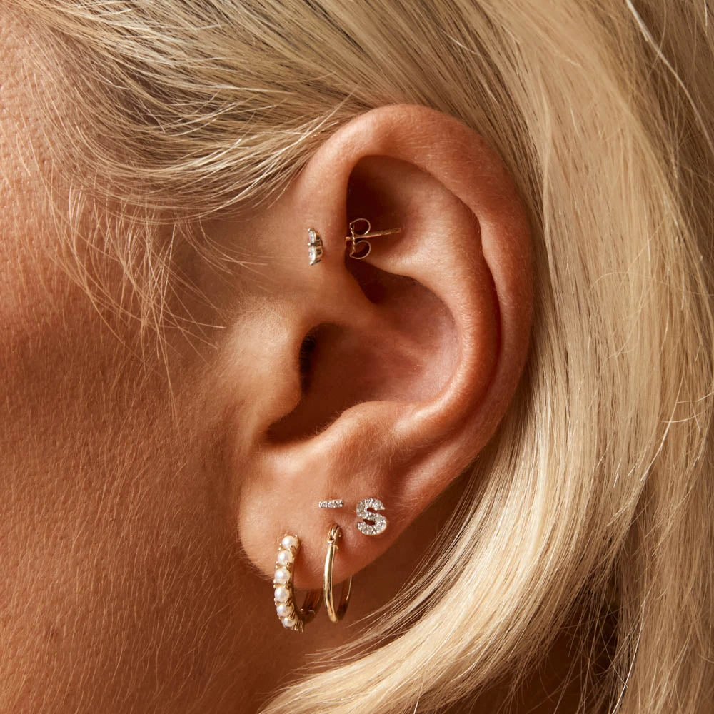 Diamond Letter S Single Stud Earring In 10k Gold 2 Diamond Letter S Single Stud Earring In 10k Gold - Image 2