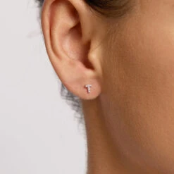 Diamond Letter T Single Stud Earring In 10k Gold -Fashion Accessories Store diamond letter t stud earring 10k gold medley jewellery earrings 36381269786854
