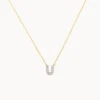 Diamond Letter U Necklace In 10k Gold
