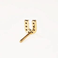 Diamond Letter U Single Stud Earring In 10k Gold -Fashion Accessories Store diamond letter u stud earring 10k gold medley jewellery earrings 36284523151590
