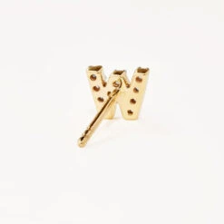 Diamond Letter W Single Stud Earring In 10k Gold -Fashion Accessories Store diamond letter w stud earring 10k gold medley jewellery earrings 36284534849766