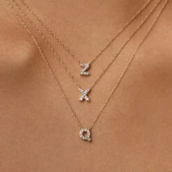 Diamond Letter X Necklace In 10k Gold -Fashion Accessories Store diamond letter x necklace in 10k gold medley jewellery necklace 30600326480031