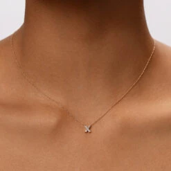 Diamond Letter X Necklace In 10k Gold -Fashion Accessories Store diamond letter x necklace in 10k gold medley jewellery necklace 30600328347807