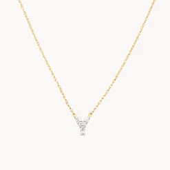 Diamond Letter Y Necklace In 10k Gold