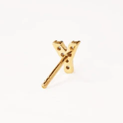 Diamond Letter Y Single Stud Earring In 10k Gold -Fashion Accessories Store diamond letter y stud earring 10k gold medley jewellery earrings 36284545368294