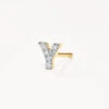 Diamond Letter Y Single Stud Earring In 10k Gold