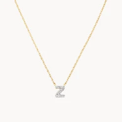 Diamond Letter Z Necklace In 10k Gold