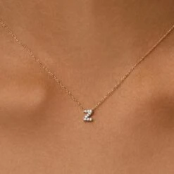 Diamond Letter Z Necklace In 10k Gold -Fashion Accessories Store diamond letter z necklace gold medley jewellery necklace 30600337129631