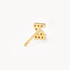 Diamond Letter Z Single Stud Earring In 10k Gold -Fashion Accessories Store diamond letter z stud earring 10k gold medley jewellery earrings 36284551200998