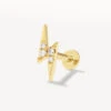 Diamond Lightning Bolt Helix Single Stud Earring In 10k Gold