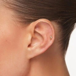 Diamond Lightning Bolt Helix Single Stud Earring In 10k Gold -Fashion Accessories Store diamond lightning bolt helix single stud earring in 10k gold medley jewellery earrings 40461208781030