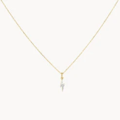 Diamond Lightning Bolt Necklace In 10k Gold -Fashion Accessories Store diamond lightning bolt necklace in 10k gold medley jewellery necklace 41810879119590