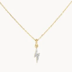 Diamond Lightning Bolt Necklace In 10k Gold