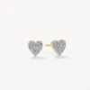 Diamond Micro Pave Heart Stud Earrings In 10k Gold