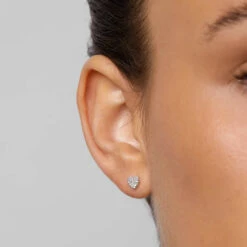 Diamond Micro Pave Heart Stud Earrings In 10k Gold -Fashion Accessories Store diamond micro pave heart studs 10k gold medley jewellery earrings 37197128597734