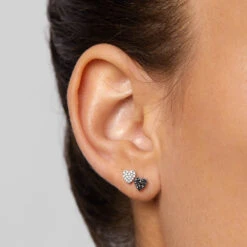 Diamond Micro Pave Heart Stud Earrings In Silver -Fashion Accessories Store diamond micro pave heart studs silver medley jewellery earrings 37197148881126