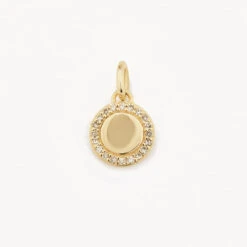 Diamond Mini Engravable Disc Necklace In 10k Gold -Fashion Accessories Store diamond mini engravable disc necklace 10k gold medley jewellery pendant 36826533920998