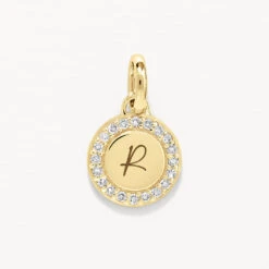 Diamond Mini Engravable Disc Necklace In 10k Gold