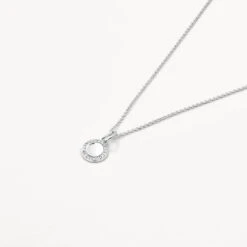 Diamond Mini Disc Necklace In Silver -Fashion Accessories Store diamond mini engravable disc necklace silver medley jewellery pendant 36826529956070