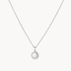 Diamond Mini Disc Necklace In Silver