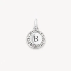 Diamond Mini Disc Necklace In Silver -Fashion Accessories Store diamond mini engravable disc necklace silver medley jewellery pendant 36856634867942