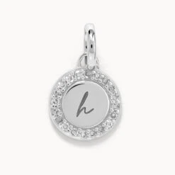 Diamond Mini Disc Necklace In Silver -Fashion Accessories Store diamond mini engravable disc necklace silver medley jewellery pendant 39425870856422